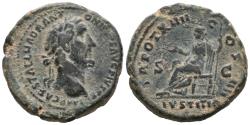 Ancient Coins - Large Ancient Roman coin of the Emperor Antoninus Pius with Justitia minted in Rome
