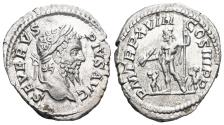 Ancient Coins - EF Ancient Roman silver denarius of the Emperor Septimius Severus minted in Rome