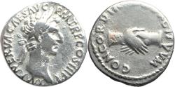 Ancient Coins - Ancient Roman silver denarius of Nerva - CONCORDIA EXERCITVVM