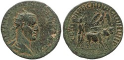 Ancient Coins - Trajan Decius, AE26 of Rhesaena, Mesopotamia.