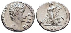Ancient Coins - VF+++ Ancient Roman silver denarius of the Emperor Augustus 27 BC-14 AD minted in Lyon