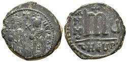 Ancient Coins - Ancient Byzantine coin of the Emperor Phocas and Leontia AE follis minted in Antioch