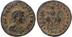 Ancient Coins - Roman coin of Theodosius I - GLORIA ROMANORVM - Emperor on horseback