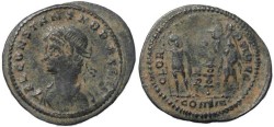 Ancient Coins - Constans - GLORIA EXERCITVS - Constantinople - 21mm flan - double struck
