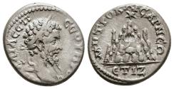Ancient Coins - Ancient Roman Provincial silver coin of the Emperor Septimius Severus minted in Caesarea, Cappadocia