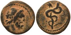 Ancient Coins - Ancient Greek coin minted in Seleukis and Pieria, Antioch - Asklepios and a coiled serpent
