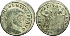 Ancient Coins - Ancient Roman coin of Maxentius minted in Ostia, Italy - most of the original silvering remains