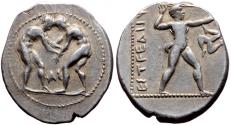Ancient Coins - Beautiful Ancient Greek silver coin minted in Pamphylia, Aspendos in 380-330 BC