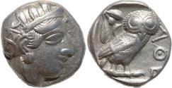 Ancient Coins - Attica, Athens silver tetradrachm - Helmeted Athena and Owl