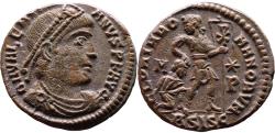 Ancient Coins - Ancient Roman coin of the Emperor Valentinian I minted in Siscia - Christogram