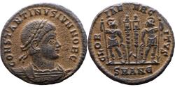Ancient Coins - Perfectly centered VF++ Ancient Roman coin of Constantine II minted in Antioch - GLORIA EXERCITVS