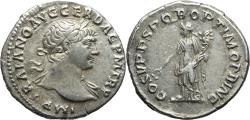 Ancient Coins - Ancient Roman silver coin of Trajan -  COS V PP SPQR OPTIMO PRINC