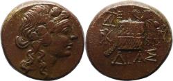 Ancient Coins - VF+ Ancient Greek coin from Pontos, Amisos 120-63BC Dionysos with Cista Mystica