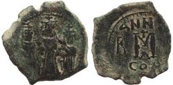 Ancient Coins - Byzantine coin of Heraclius, Heraclius Constantine and Martina AE follis - Constantinople 