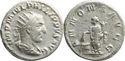 Ancient Coins - Ancient Roman silver coin of the Emperor Philip I minted in Rome
