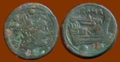 Ancient Coins - Anonymous Sextans, Mercury Wearing Petasos, Prow. Great Detail, Nice Surfaces.