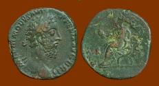 Ancient Coins - Commodus, Sestertius, Emperor Seated on Curule Chair.