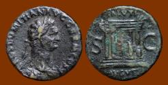 Ancient Coins - Domitian. As, Altar with Double-Paneled Doors. Scarce Coin in Pleasing Grade!