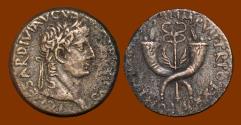 Ancient Coins - Tiberius, AE Dupondius of Commagene. Winged Caduceus, Crossed Cornucopias.