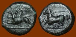 Ancient Coins - SICILY, Syracuse. Dionysios II. 367-357 BC. Æ Tetras. KAINON. Choice Example!