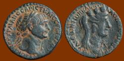 Ancient Coins - Trajan. Bronze of Laodicea ad Mare. Bust of Tyche, Ram. Beautiful Patina.