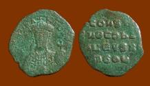 Ancient Coins - Constantine VII Porphyrogenitus with Romanus I; AE Follis, Lovely Green Patina. (1)
