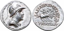 Ancient Coins - BAKTRIA, Greco-Baktrian Kingdom. Eukratides I Megas AR Tetradrachm. Circa 170-145 BC.