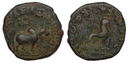 Ancient Coins - INDO-SKYTHIANS: Azes, circa 58-12 BC. AE tetradrachm. Bull / Lion Type
