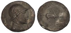 Ancient Coins - Greco-Baktrian: Eukratides I Megas "The Great". Circa 170-145 BC. AR light Tetradrachm?