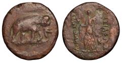 Ancient Coins - Greco-Baktrian Kingdom. Antimachos I, circa 180-165 BC. AE Unit Baktra Mint
