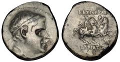 Ancient Coins - Greco-Baktrian Kingdom: Eukratides I Megas Circa 170-145 BC. AR Fourrée Drachm