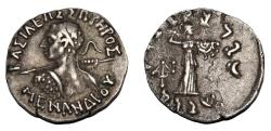 Ancient Coins - BAKTRIA, Indo-Greek Kingdom. Menander I Soter 155-130 BC. AR Drachm