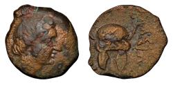Ancient Coins - SELEUKID EMPIRE. Antiochos I Soter. 281-261 BC. Æ Unit. Aï Khanoum mint. Facing Horned helmet