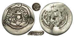 Ancient Coins - Hunnic Tribes, HEPHTHALITE: Peroz type, Circa 6th century, AR drachm Mint in Tukharistan region