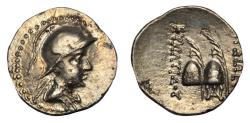 Ancient Coins - Greco-Baktrian: Eukratides I Megas. 170-145 BC. AR Obol. Mint: Balkh (Baktra)
