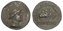 Ancient Coins - BAKTRIA: Eukratides I Megas "The Great". Circa 170-145 BC. AR Tetradrachm