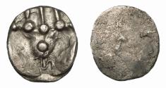 Ancient Coins - HUNNIC TRIBES, Sind. AR Double Damma circa 600-700. with one Brahmi character "HA" only