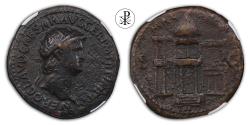 Ancient Coins - ★ R! Food Market ★ NERO, RIC 184, Date 64 AD, AE Bronze Dupondius Rome, Macellum Magnum
