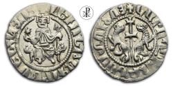Ancient Coins - ★ R! ★ LEVON I, CILICIAN ARMENIA, cf. ACV 290, Date c. 1198-1219 AD, Silver Tram Sis, Two Lions