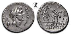 Ancient Coins - ★ RRR! Details ★ SEXTUS POMPEIUS, MAGNUS POMPEIUS, RRC 511/3a, Date 42-40 BC, Silver Denarius Catana Sicily, Neptune, Catanean brothers, Civil War against Caesarians