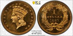Us Coins - 1887 $1 Gold PCGS MS63PL