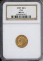 Us Coins - 1929 $2.5 Gold NGC MS61 GSA Last Year of Issue