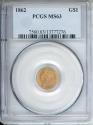 Us Coins - 1862 $1 Gold PCGS MS63
