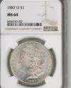 Us Coins - 1887 O $1 NGC MS64