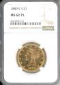 Us Coins - 1889 S $10 Gold NGC MS62PL