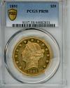 Us Coins - 1891 $20 Gold PCGS PR58 Liberty Gold Proof