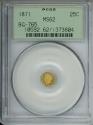 Us Coins - 1871 25c California Fractional Gold PCGS MS62 BG-765