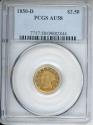 Us Coins - 1850 D $2.50 PCGS AU58