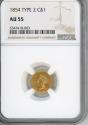 Us Coins - 1854 $1 Gold NGC AU55 Type 2