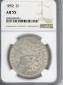 Us Coins - 1892 $1 NGC AU55
